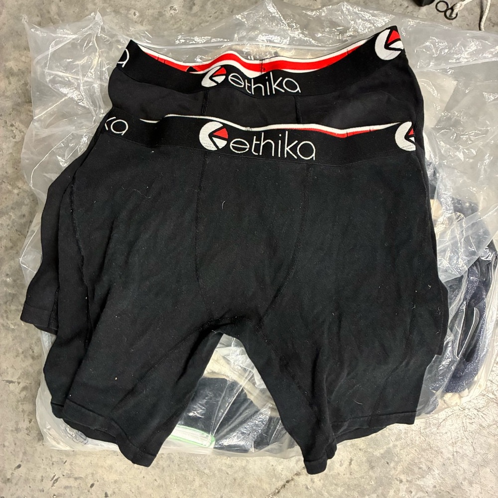 Ethika Black Boxer Briefs two pairs longer length athletic cotton M